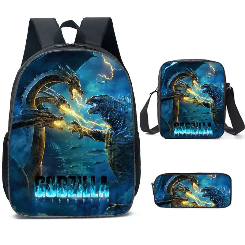 3 pz/set Godzilla X Kong : The New Empire Children School Bag zaino Pen Bag borsa a tracolla Anime zaino forniture per l\'apprendimento