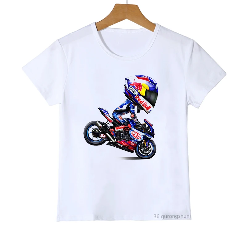 Funny Boys T-Shirt Cool Motocross Graphic Print Kids Tshirt Summer Fashion Boys Clothes White Short Sleeve Tops Wholesale