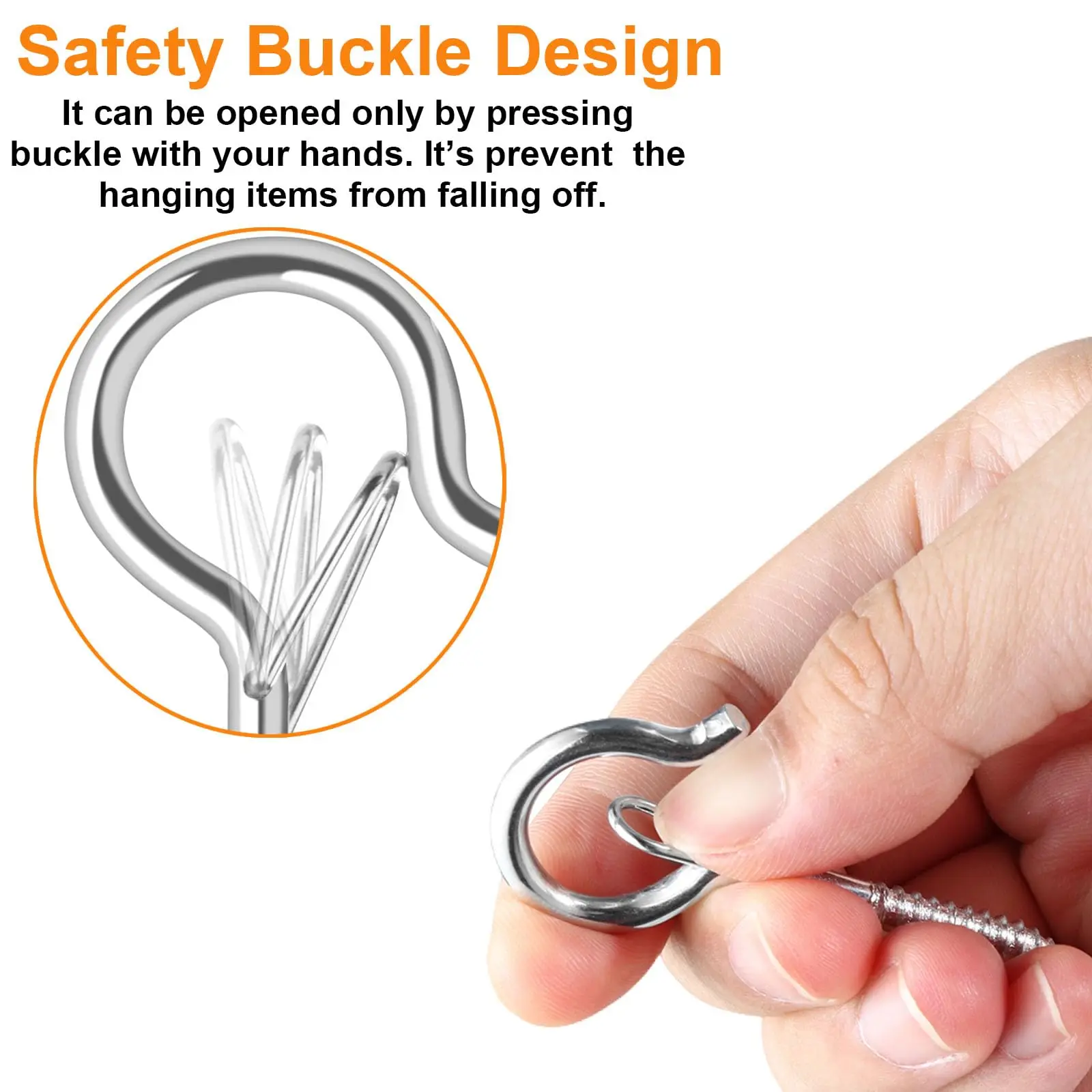 10Pcs Stainless Steel M8/M10/M12 Hanging Hook Durable Ring Screw for Racks Hammock Awning Chain Basket Sandbag Buckle Hook