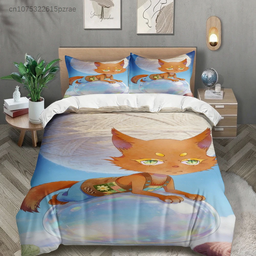 Blue Bedding Set Softville Cozy Town Cute Fern The Quilt Fox With Duvet Cover & Pillowcase For Children's Bedroom Decor
