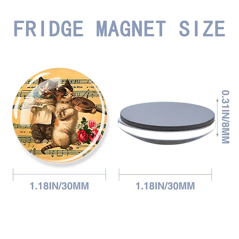 Cartoon Animals Fridge Magnet Cat Rabbit Fox Anime Patterns Glass Dome Magnets Refrigerator Stickers Office Kitchen Home Decor