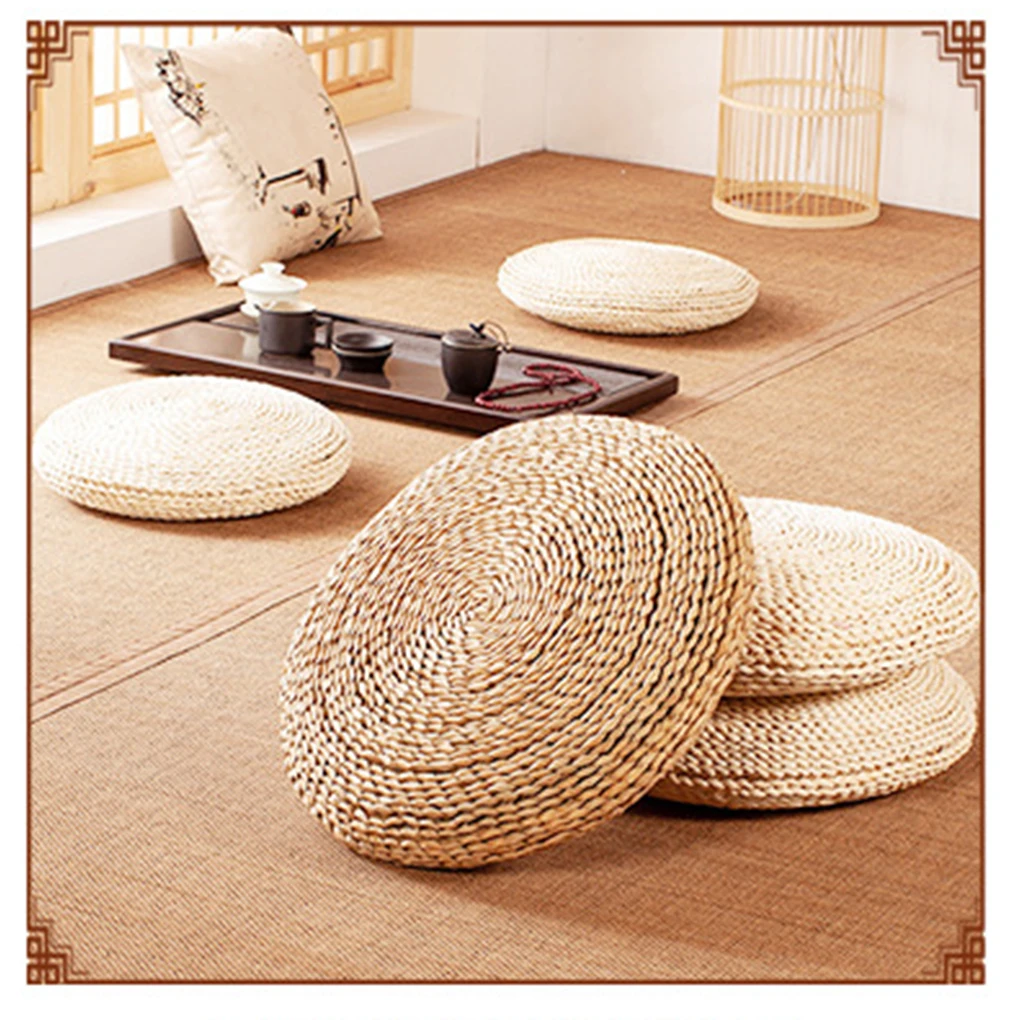 Wide Application Soft And Comfortable Straw Meditation Mat For Yoga And Meditation Sessions Decor Light color