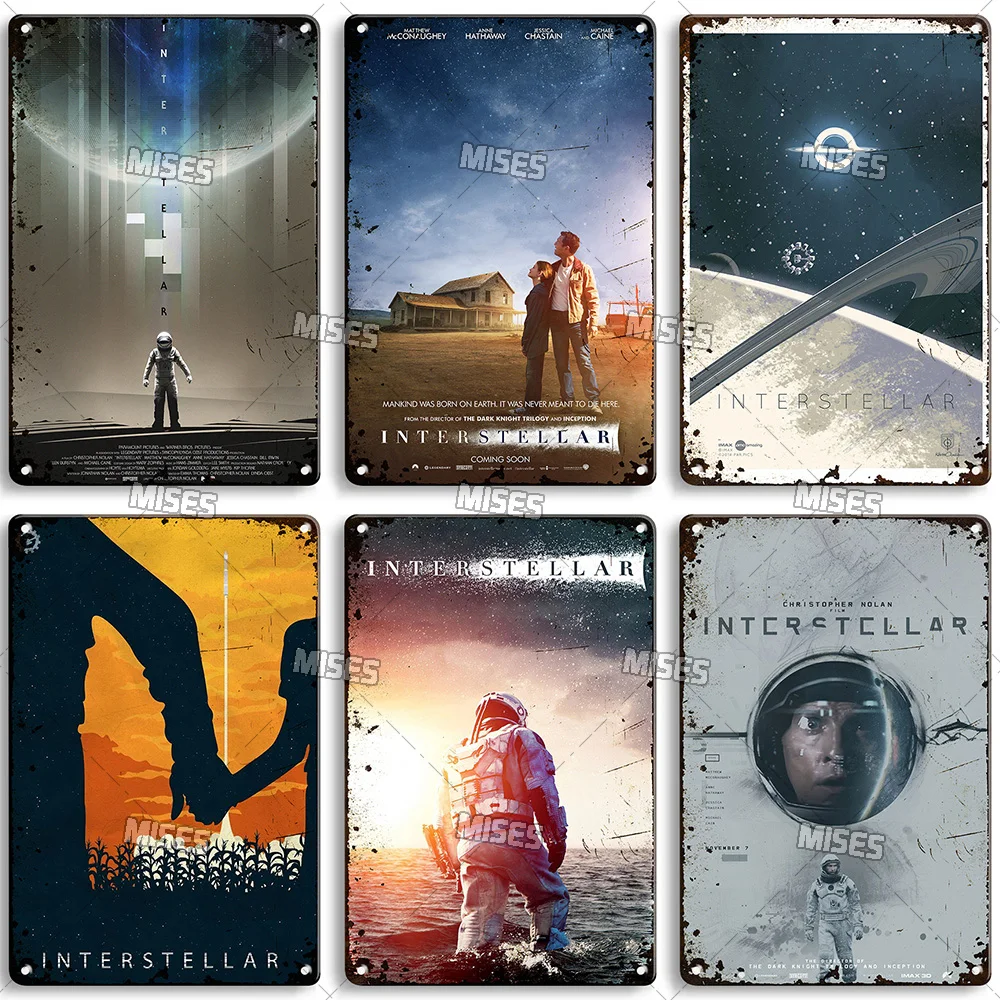 MISES Movie Interstellar Metal Plate Vintage Metal Tin Sign Retro Metal Plaque Man Cave Home Garden Metal Sign Industrial Decor