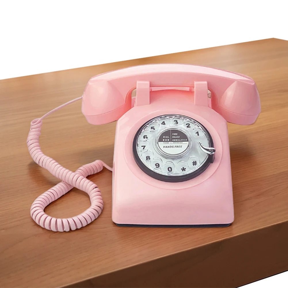 Rotary Dial Phone 1960s Retro Old Telephone Redial Button Old-Fashioned Telephone Decorative Vintage Phone for Hotel