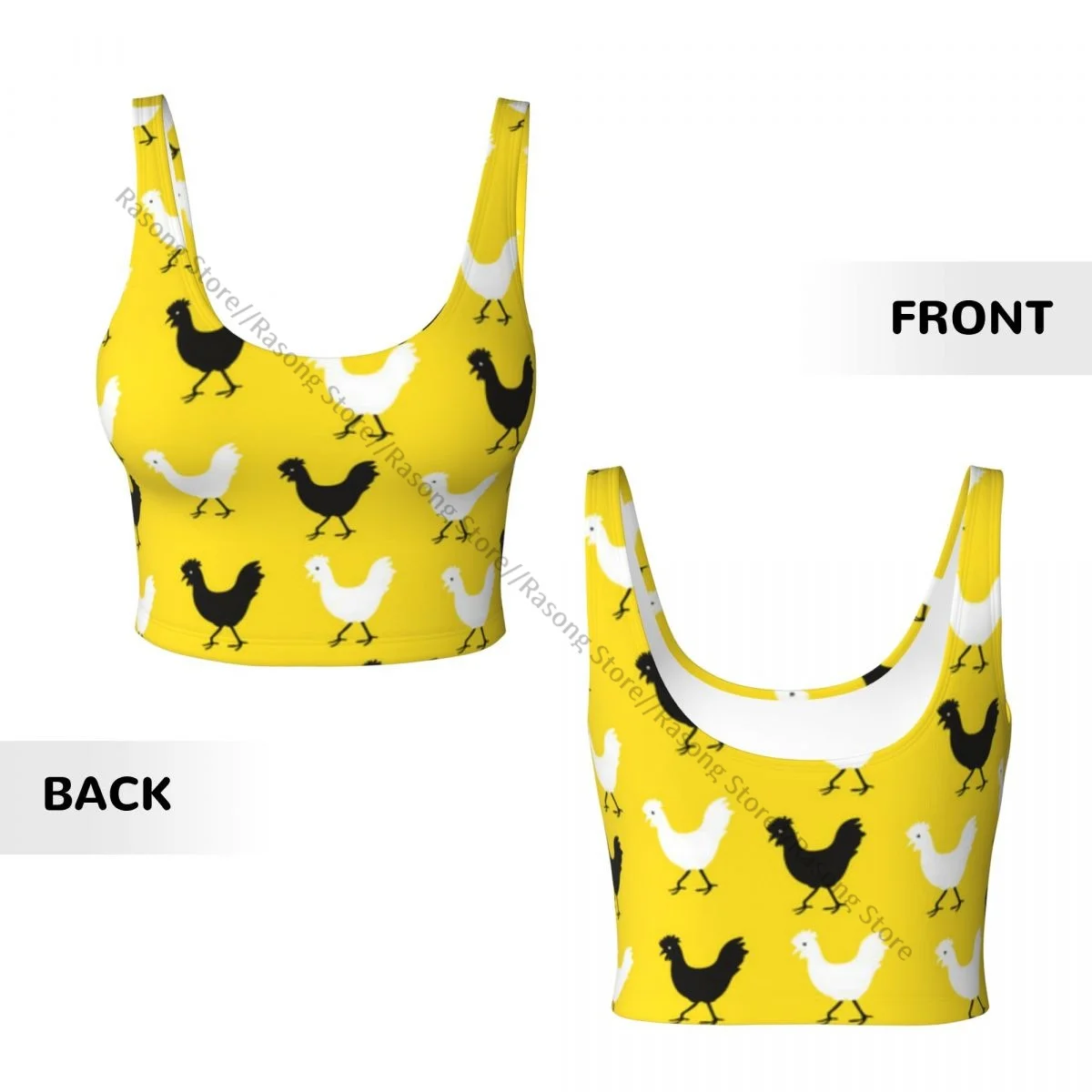 Damska seksowna sportowa kamizelka z uroczym nadrukiem kurczaka, damska odzież uliczna, sportowa bielizna, krótki top