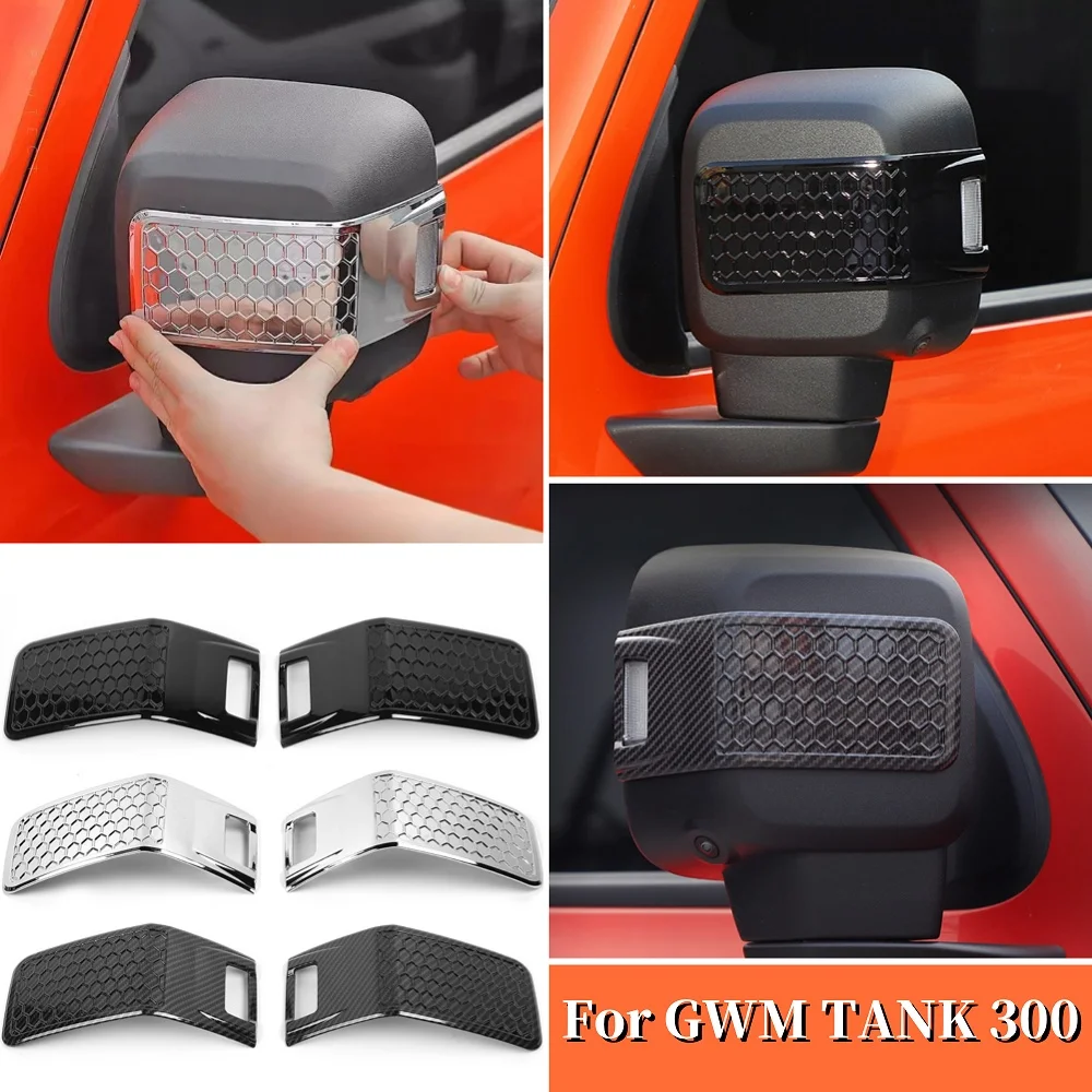 

For GWM Great Wall Tank 300 2022 2023 Accessories ABS Chrome Car Side Mirror Strips Rear View Mirror Trim Sticker Cover Garnish