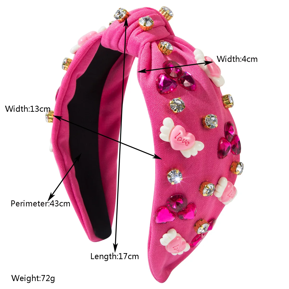 New Valentine's Day headband with diamonds, angel wings, love letter accessories, sweet and cute holiday hair accessories.