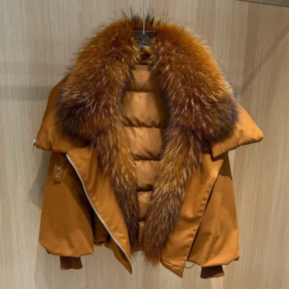 High Street Cropped Down Jacket Women 2026 Winter Fashion Stand Collar Warm Duck Down Padding Jacket Top Women's Winter Jacket