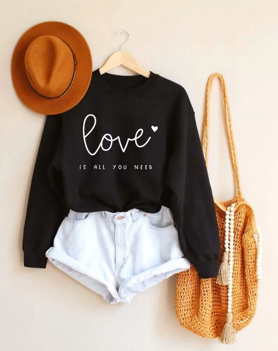 Love is All You Need Valentines Shirt Be Mine Pullover Top Valentines Day Heart Love Sweatshirt Gift for Valentine