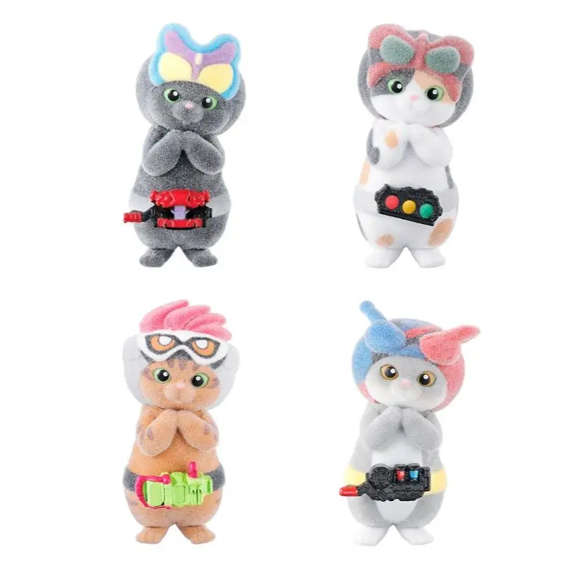 

Pre-sale Original capsule toys flocked Kamen Nyander 2 transformation belts headgear superhero gray tabby calico cat figures