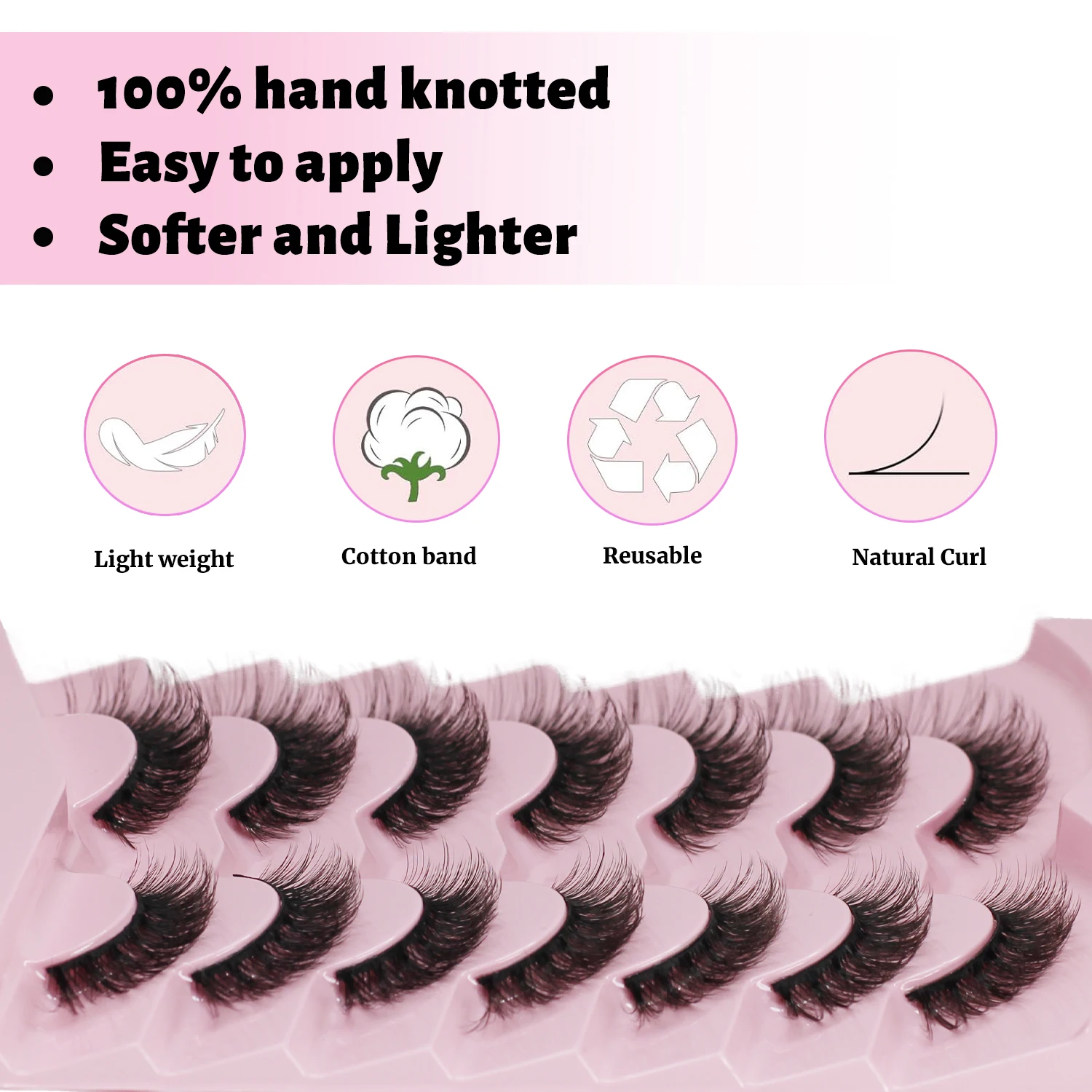 Pestañas de visón Pestañas de visón sintético esponjosas naturales Volumen grueso 3D D Curl Pestañas rusas Pestañas tenues Aspecto como extensiones Pestañas postizas Paquete de 7 pares