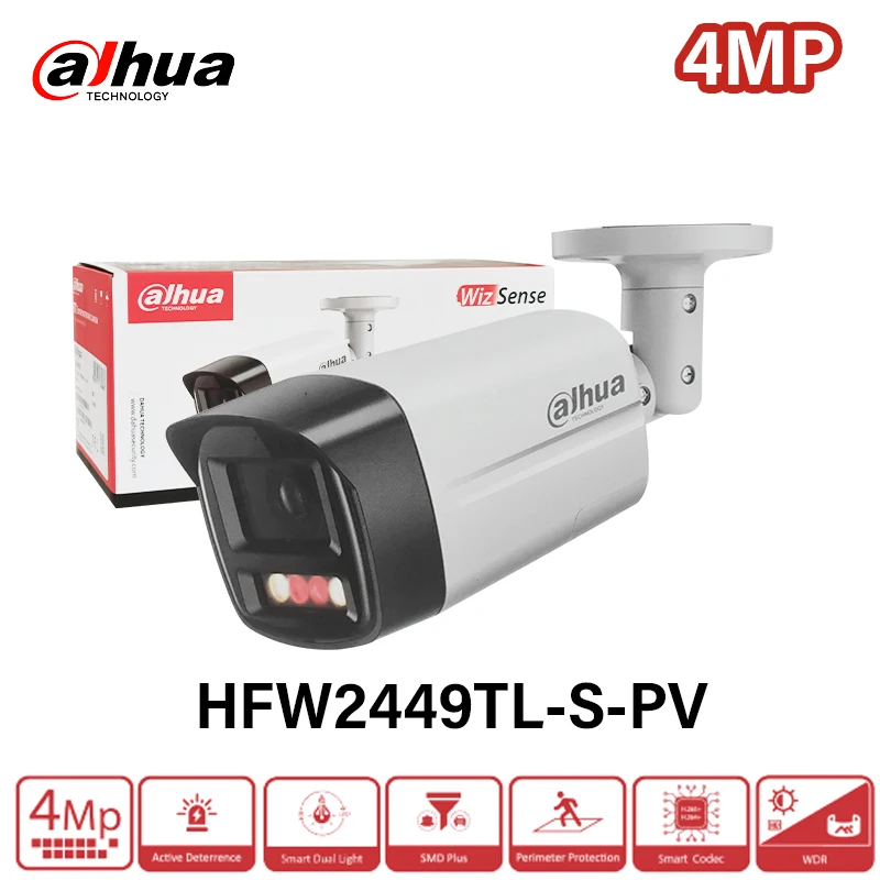 Dahua Smart Dual Light Active Deterrence Bullet WizSense Network Camera Sound and light alarm IP67 protection IPC-HFW2449TL-S-PV