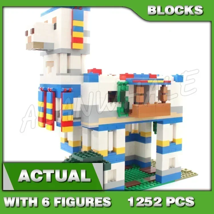 1252pcs The Giant Llama Village Farm House Herder Knight Animal 88001 Building Block Toys Compatible With Model