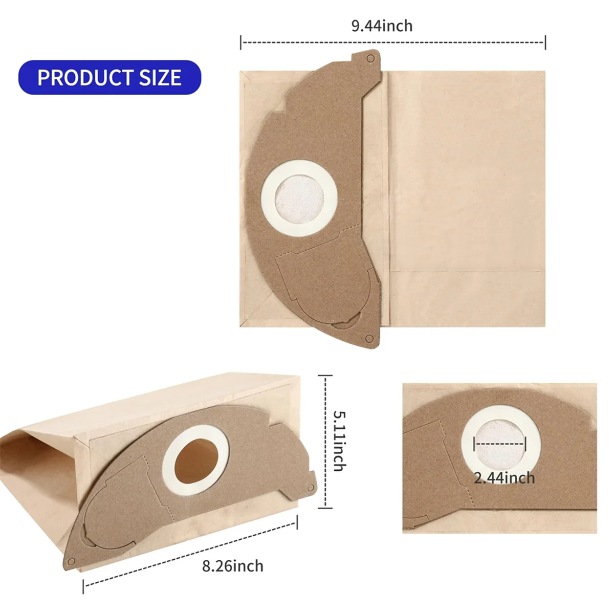 QA88X 20 Pcs Vacuum Cleaner Bags for Karcher WD2, Reusable Bags, for Karcher WD2 MV2 WD 2.200 WD2250 A2004 A2054,6.904-322.0