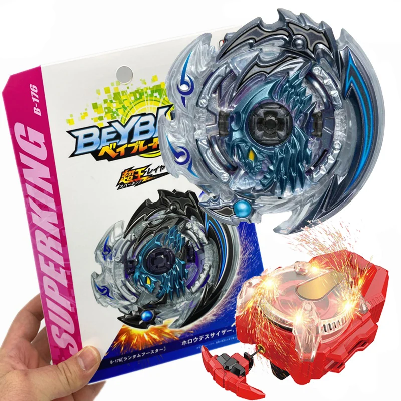 Box Set B-176 Hollow Deathscyther Super King B176 Spinning Top with Spark Launcher Box Kids Toys for Children