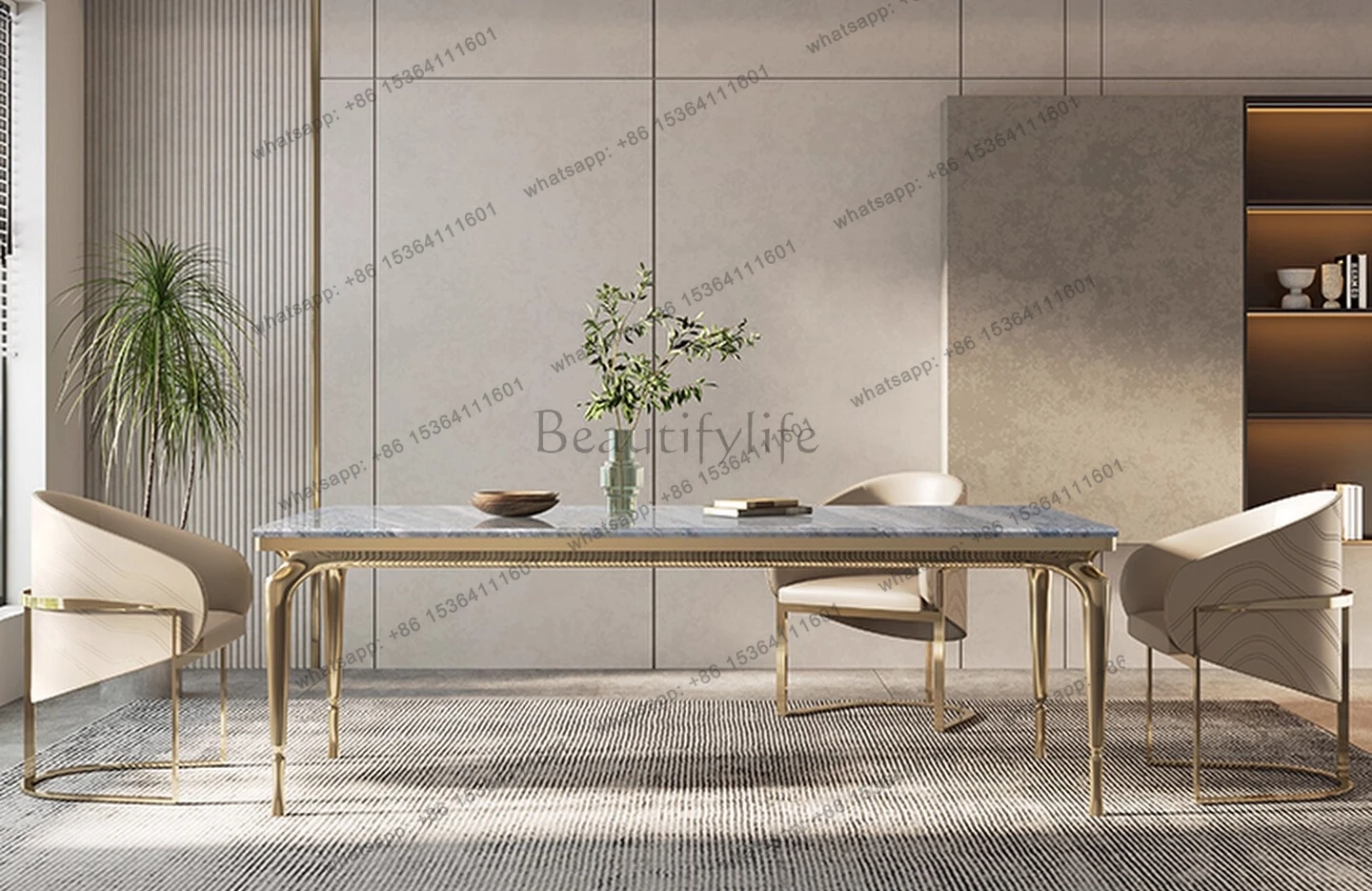

Итальянский простой роскошный морской кристалл из натурального мрамора, обеденный стол, современный светлый роскошный минималистичный длинный обеденный стол