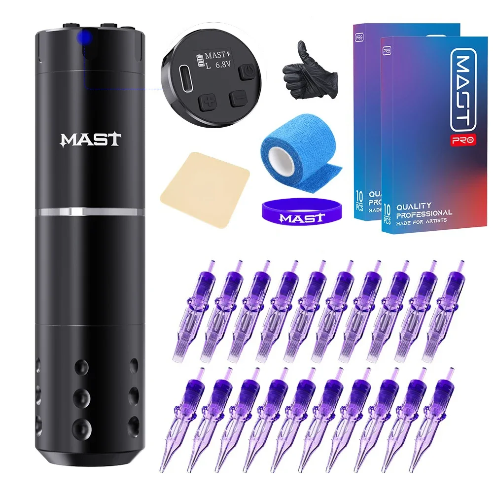 

MAST Tattoo A1 Wireless Machine Pen Battery Portable Power Cartridge Needles Coreless Motor Digital LED Display Makeup Set