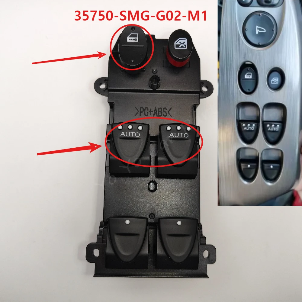 35750-SMG-G02-M1 Window Switch for Honda Civic 2005-2012 Front Left Electric Glass Lifter Control Button Parts 35750-SMG-G02
