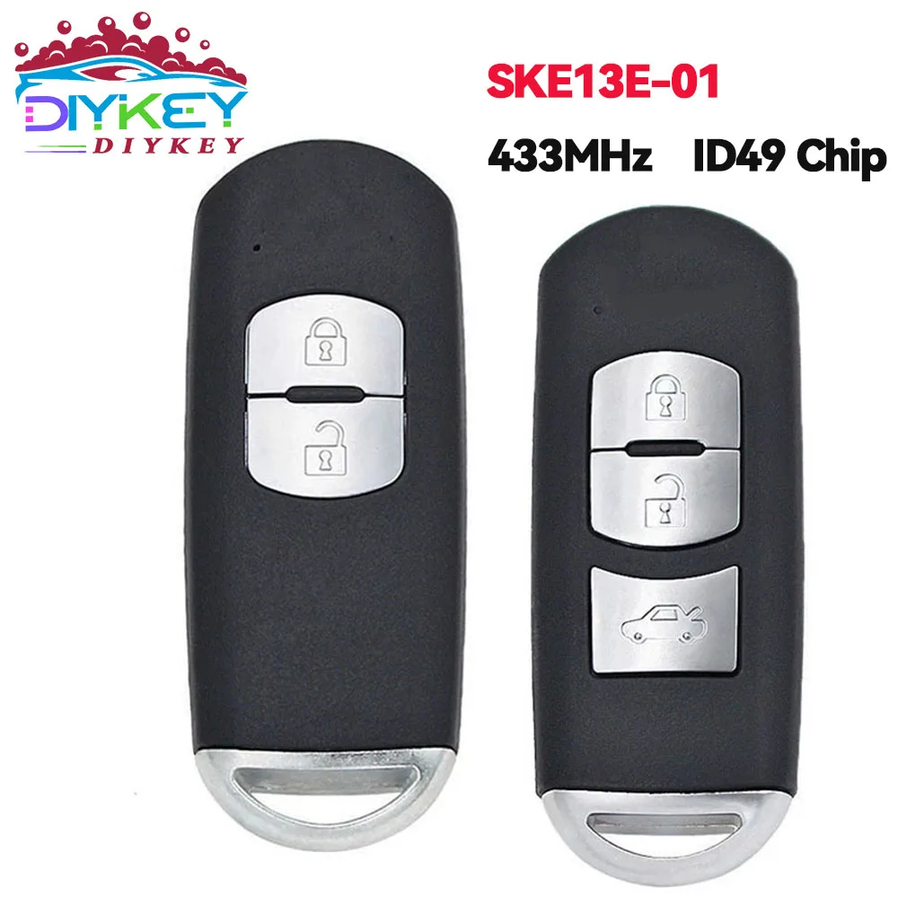 DIYKEY SKE13E-01 2/3 Buttons For Mazda CX-3 CX-5 3 6 Axela Atenza Sedan Sport Smart 433MHz ID49 Chip Remote Car Key SKE13E-02