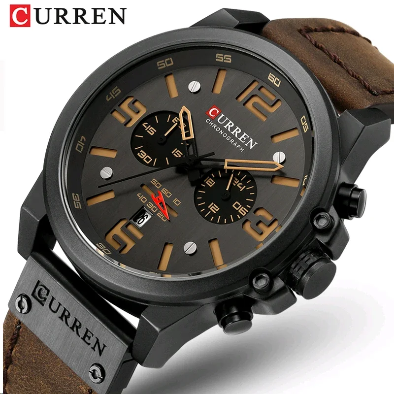 Luxury Brand Quartz Watch Mens CURREN 8314 Military Waterproof Leather Strap Sport Men Watches Fashion Casual Male Clock