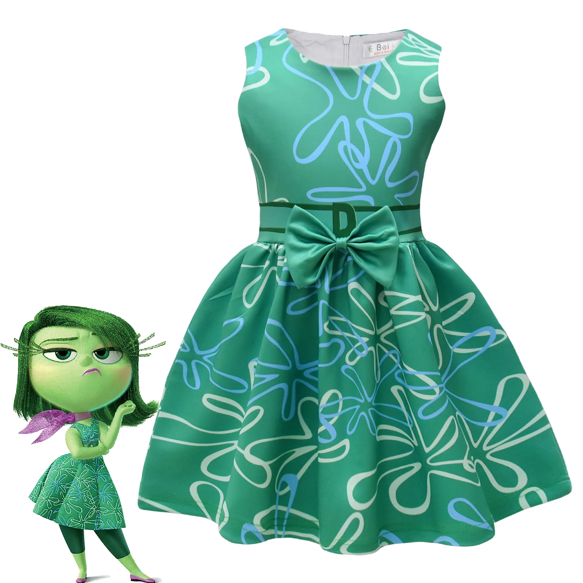 

Movie Inside Out 2 Disgust Cosplay Costume Kids Girls Cartoon Joy Princess Dress Suits Birthday Halloween Carnival Party Clothes