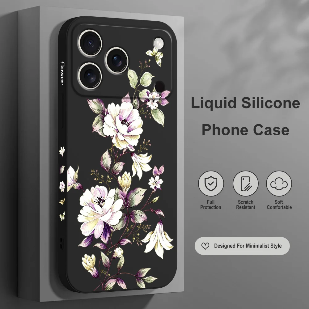 Trailing Vine Phone Case For iPhone 17 17E Air 16 16E 15 14 13 12 11 Pro Max Plus Liquid Silicone Soft Cover