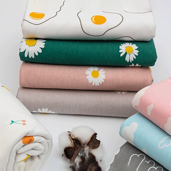 High Quality Soft Pure Cotton Baby Printed Knitted Fabric For Cartoon Baby Clothing Blankets DIY Sewing Fabric 200g/m²