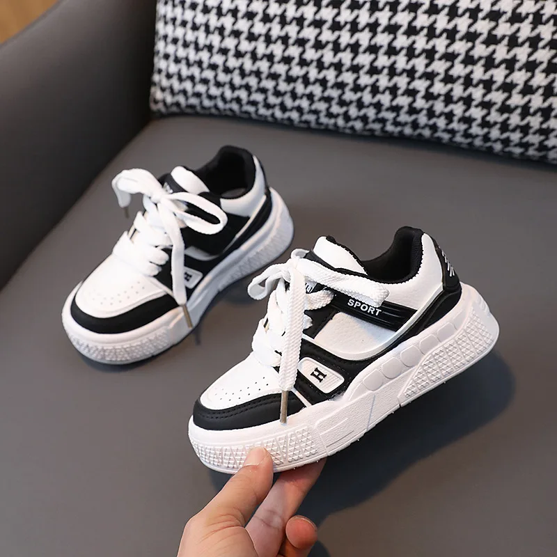 Spring New Baby Sports Shoes Children\'s Casual Trend Running Shoes Fashion Contrasting Colors High-Top Board Shoes Kids Sneakers