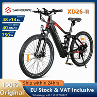 EU Stock Original SAMEBIKE XD26-II Full Suspension E-Bike 48V 14Ah Battery 750W Motor 40KM/H Speed 26''Tire Electric Bicycle