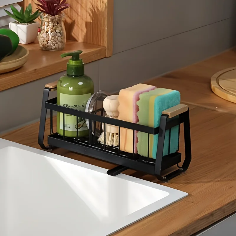 

Kitchen Sink Drainer Basket Multifunctional Sponge Soap Storage Rack Countertop Organizer