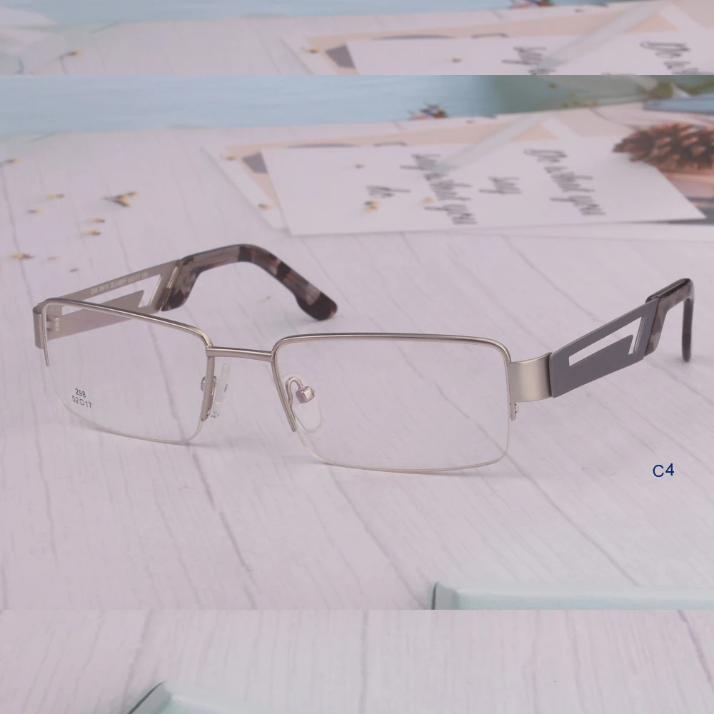 

Premium Unisex Retro Glasses - Geometric 3D Temple & Straight Hook Design, Thick Semi-Rimless Rectangle Frame for Business Casua