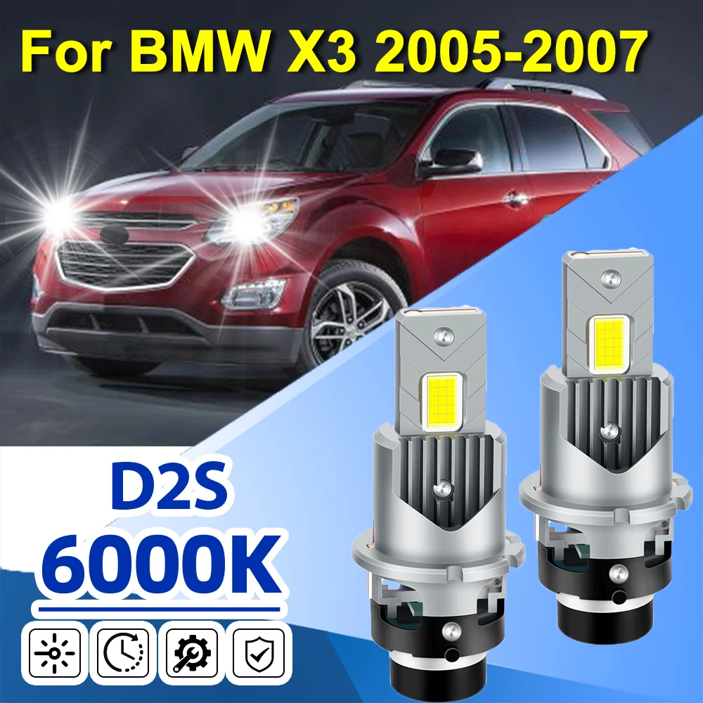 

For BMW X3 2005-2007 Pair D2S LED Headlight Bulbs White Xenon HID Replacement Internal Drive Auto Lights