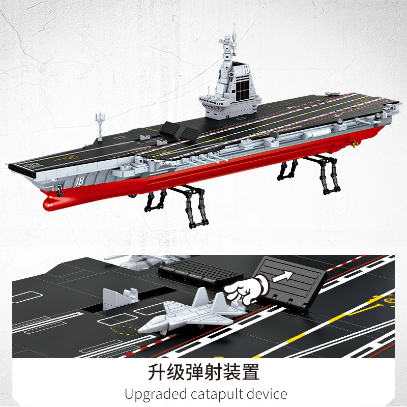 Grands blocs de construction de porte-avions, modèle 003, jouet militaire de navire Fujian, cadeau de Puzzle éducatif pour garçons