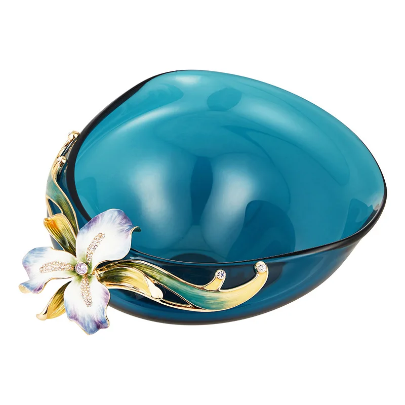 

Creative enamel color niche glass fruit plate light luxury high-end household living room coffee table plate housewarming