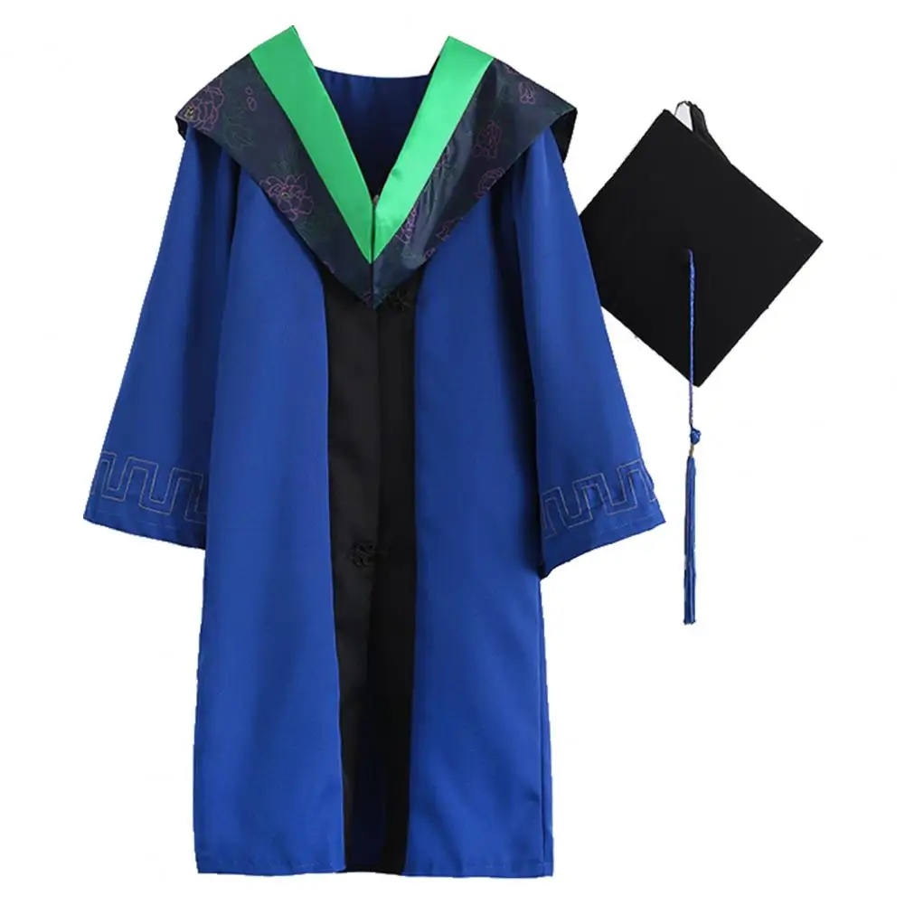 Uniforme de graduação super macio para a faculdade, Poliéster resistente ao desgaste, Chapéu de bacharel, Manto graduação, Adereços de fotografia para a faculdade, 1 conjunto