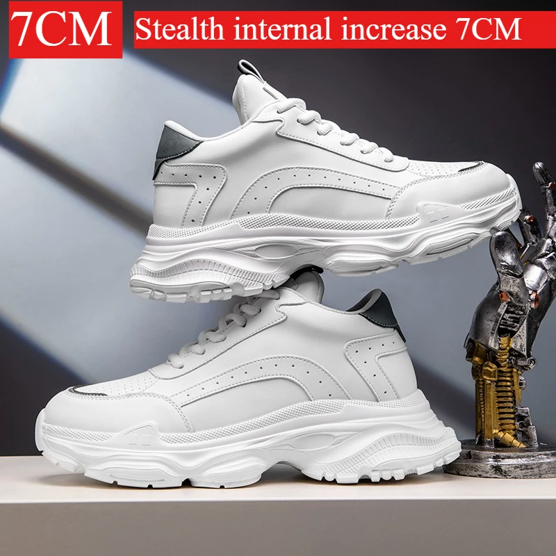 2025 جديد الرجال موضة عادية غير مرئية داخل زيادة 7 سنتيمتر أحذية رياضية حجم 36-45 أحذية رجالي زوجين الأحذية #1