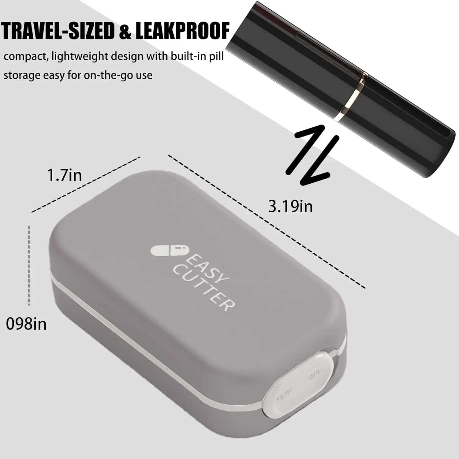 Pill splitter suitable for small or large pills, with safety lock - precise and convenient travel friendly design, suitable for