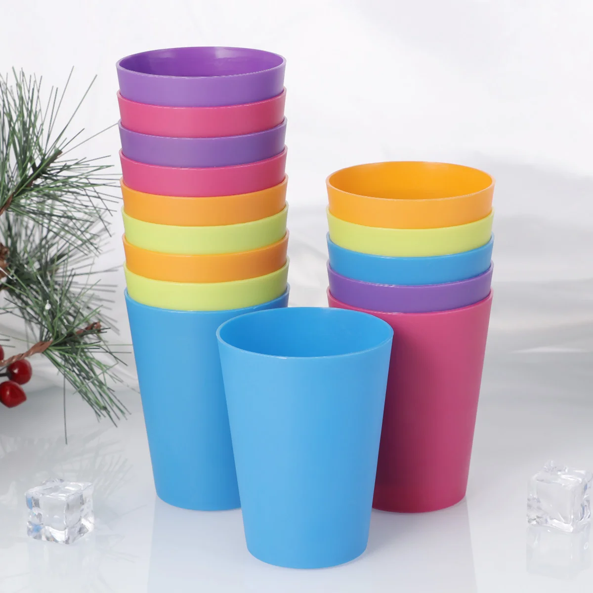 

15pcs Colorful Plastic Cups Home Beverage Drinking Cup Reusable Holiday Party Tableware and Party Supplies 101-200ml (Mixed