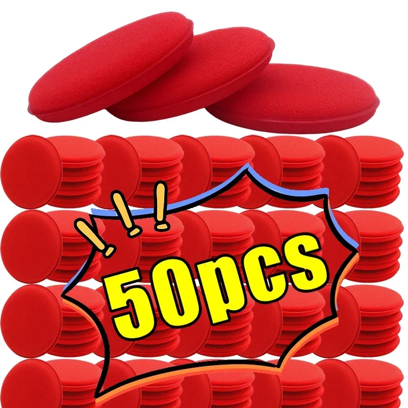 50/100 sztuk samochodów Ultra miękka pianka detali aplikator wosku Pad okrągła gąbka piankowa narzędzie do czyszczenia z bezpłatnym myciem ręcznik z mikrofibry