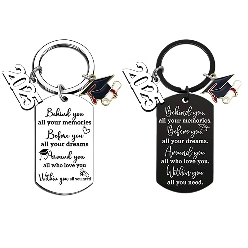 

1PCS Unique Graduation Season Keychain Display Stand Logo Titanium Steel Cool Chains