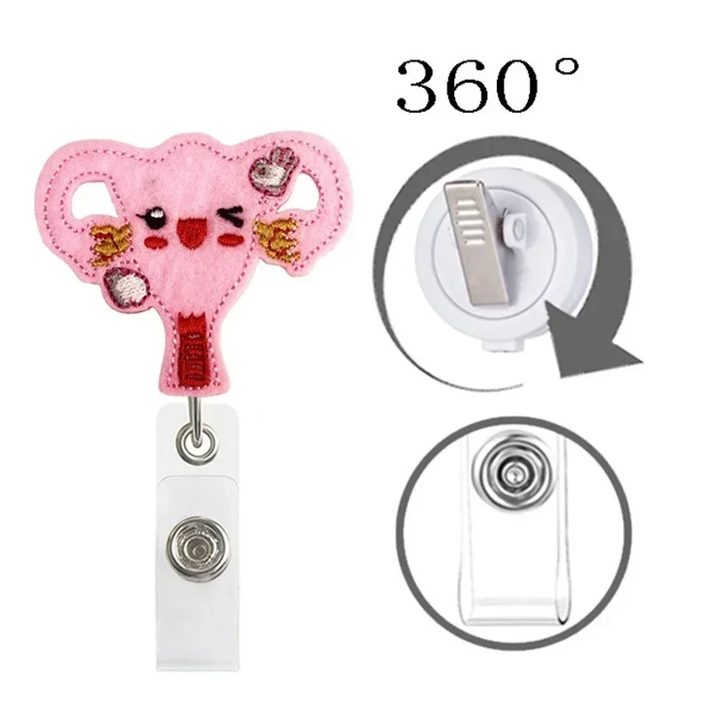 Imagem -02 - Embroidery Felt Badge Reel For id Retractable id Tag Clips para Médico Enfermeira Working Permit Pass Work Card Card Clips Access Card