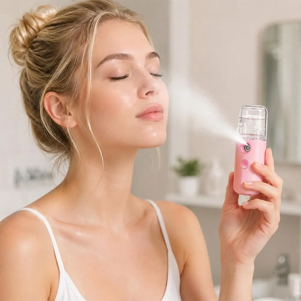Nano Facial Steamer 80mA USB Rechargeable Humidifier Spray Bottle Portable Face Mister Hydrating Nebulizer Skin Care Tools