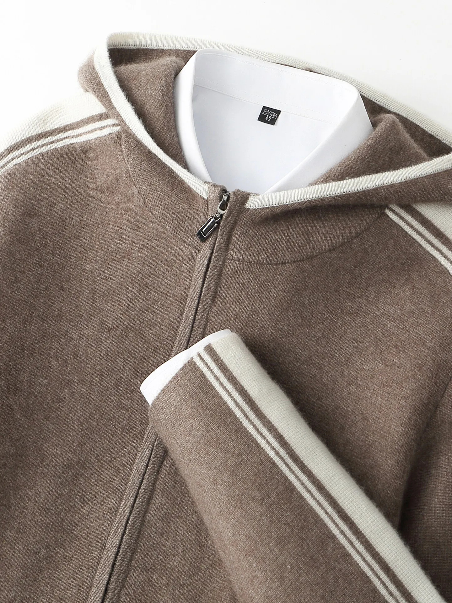 New 100% pure wool sweater hooded zipper jacket thickened warm knitted sweater loose cashmere bottoming shirt