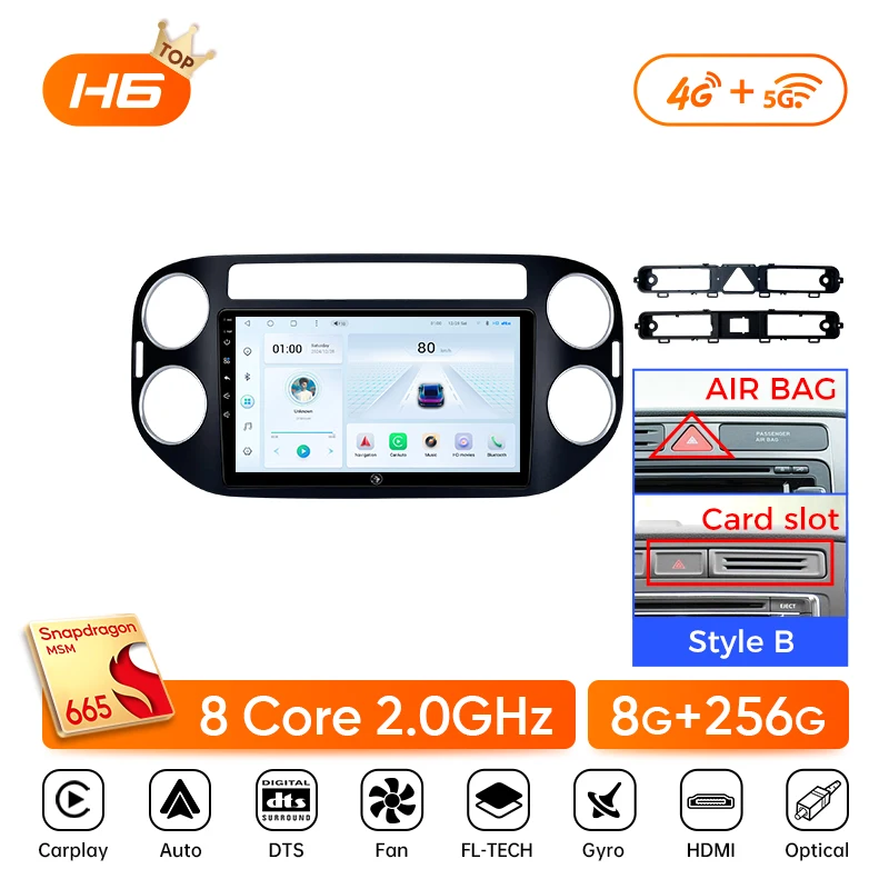 Ainavi autoradio voor Volkswagen VW Tiguan 2006 2010 2016 Golf Plus draadloze Carplay Android Auto autoradio multimediaspeler