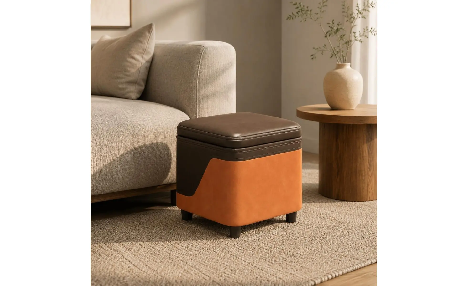 Storage Ottoman Space Saving Small Storage Ottoman Foot Rest Bench Sturdy Home Furniture Easy to Clean for Entryway, Living Room