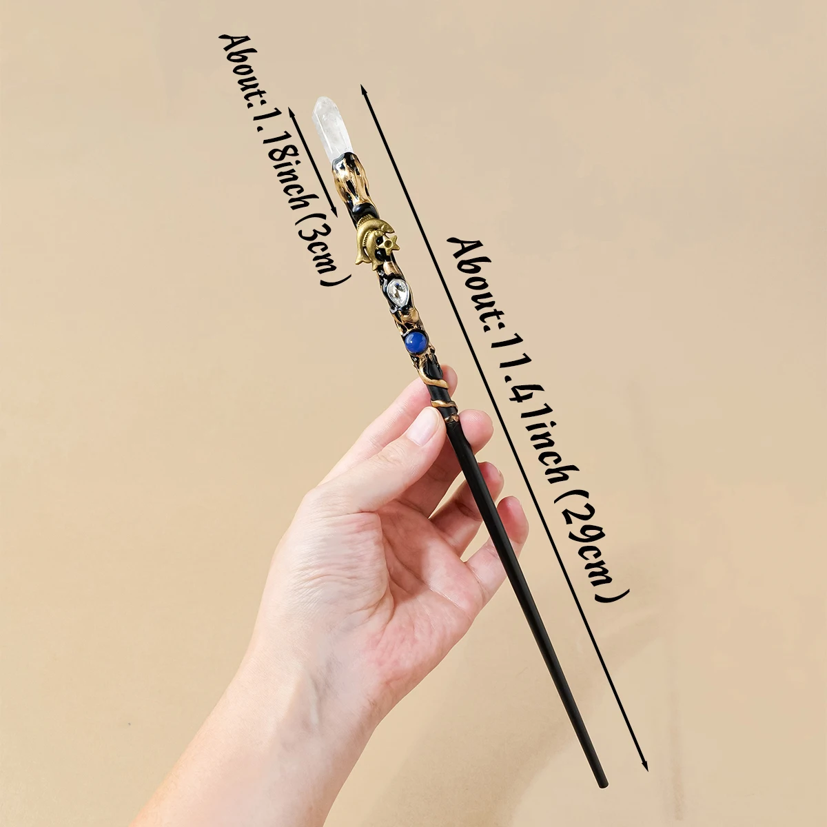 1pc Natural Crystal Magic Wand Clear Quartz Single Crystal 12 Zodiac Sign Staff Halloween & New Year Gift