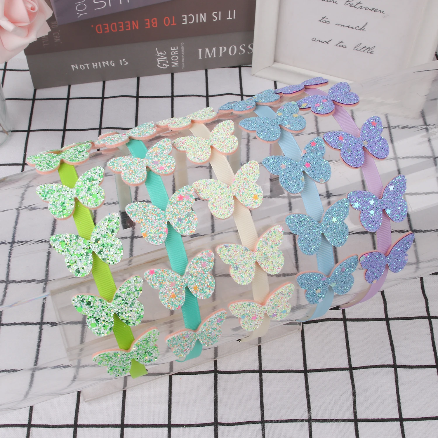 Girls Butterfly Headbands Sparkly Butterfly Shaped Headband Hairhoops Plastic Teeth Hairbands Girls Kids Party Hair Accessories