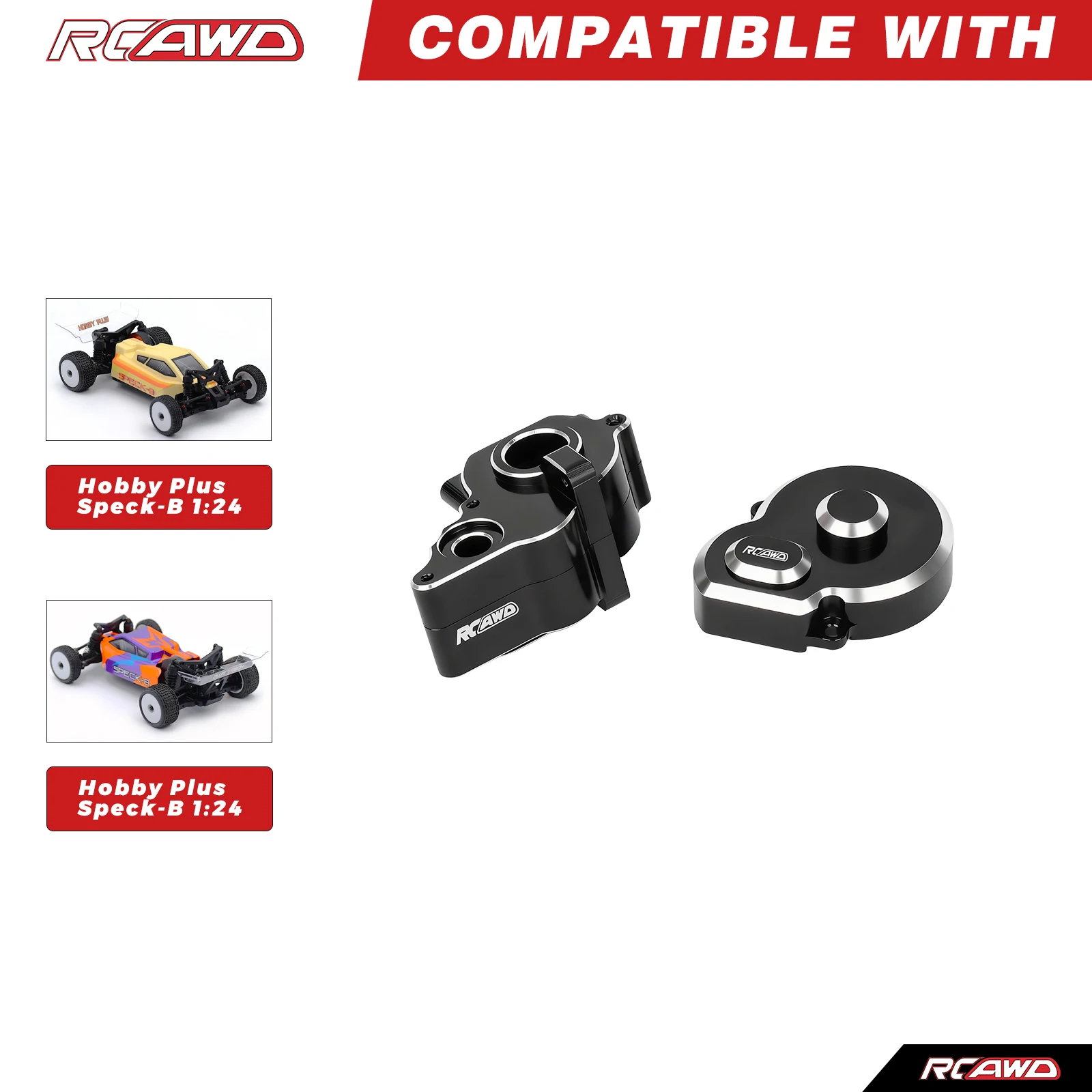 

RCAWD Aluminum Alloy Gear Box Housing for Hobby Plus Speck-B 1:24 2WD Buggy Fit HPI Maverick MICROBE Gearbox Case Cover Upgrades