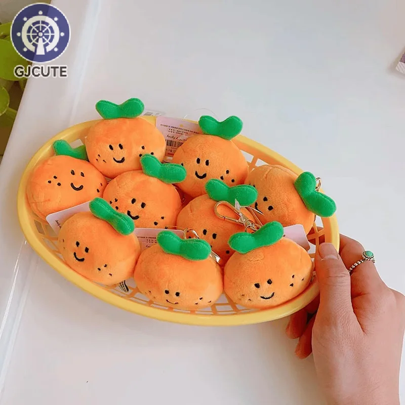 Porte-clés en peluche œil de pois orange, fruit de dessin animé, pendentif beurre en peluche, porte-clés de voiture, décor de sac à dos, cadeau pour enfant