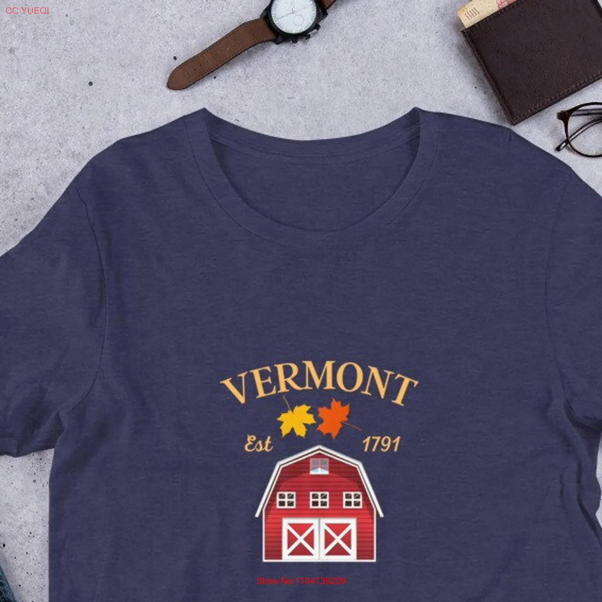 Vermont T Shirt Country Life Featuring Rural Red Barn  long or short sleeves